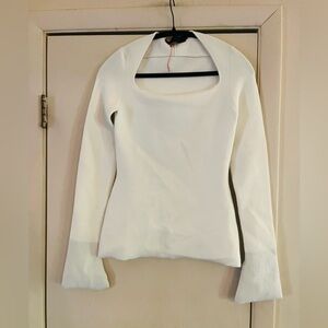 Proenza Schouler White Label Modernist Textured Stretch Cuff Sleeve Sweater S